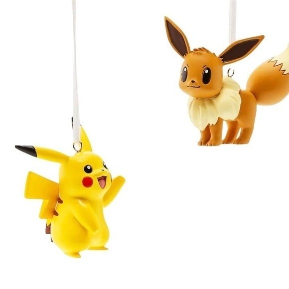 Hallmark Pokemon Pikachu and Eevee Christmas Tree Ornaments Set of 2 NEW IN BOX - Picture 4 of 4